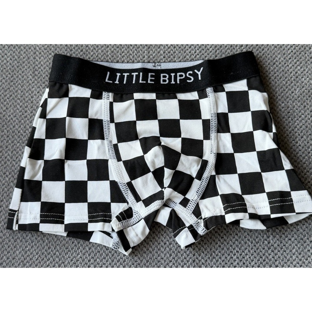 Little Bipsy Boxer Brief Checkered Boys 1-2Y NWOT Black White Checkers